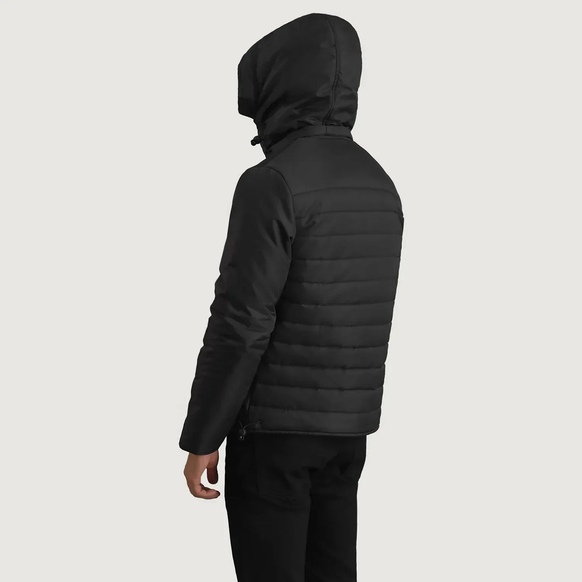 Malcolm Black Hooded Puffer Jacket - men's jacket in black nylon-polyester fabric, view 5