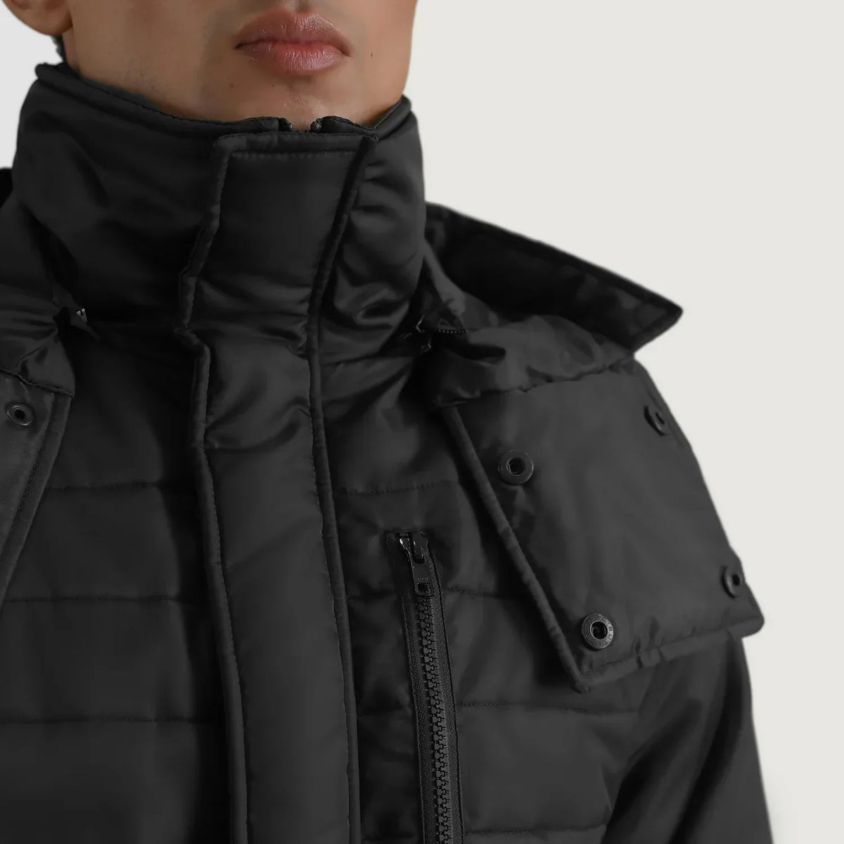 Malcolm Black Hooded Puffer Jacket - men's jacket in black nylon-polyester fabric, view 6