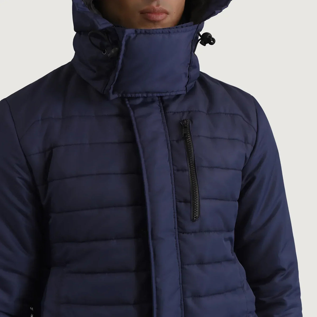 Malcolm Blue Hooded Puffer Jacket - men's jacket in blue nylon-polyester fabric, view 6