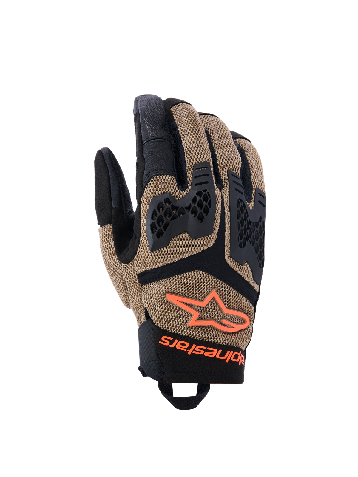 Manti Air Gloves - Dark Khaki/Black/Orange Fluo - Alpinestars motorcycle gloves, view 1