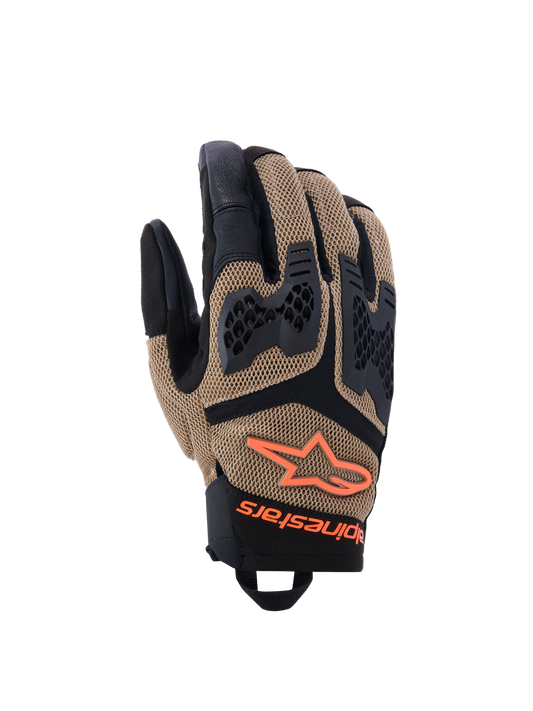 Manti Air Gloves - Dark Khaki/Black/Orange Fluo - Alpinestars motorcycle gloves, view 1