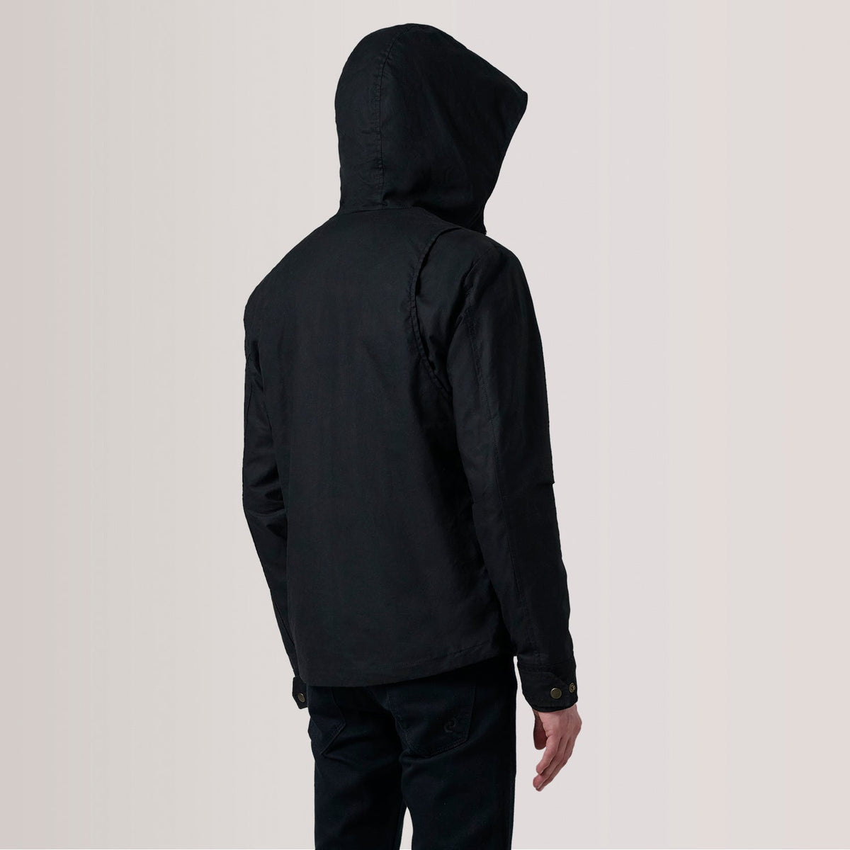 Marlo Black Canvas Hooded Work Jacket - men's jacket in black canvas fabric, view 4