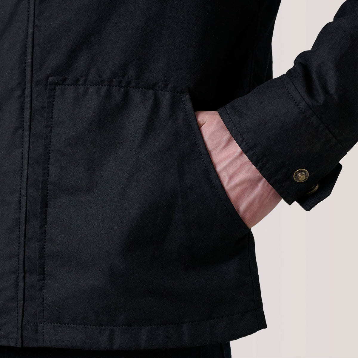 Marlo Black Canvas Hooded Work Jacket - men's jacket in black canvas fabric, view 6