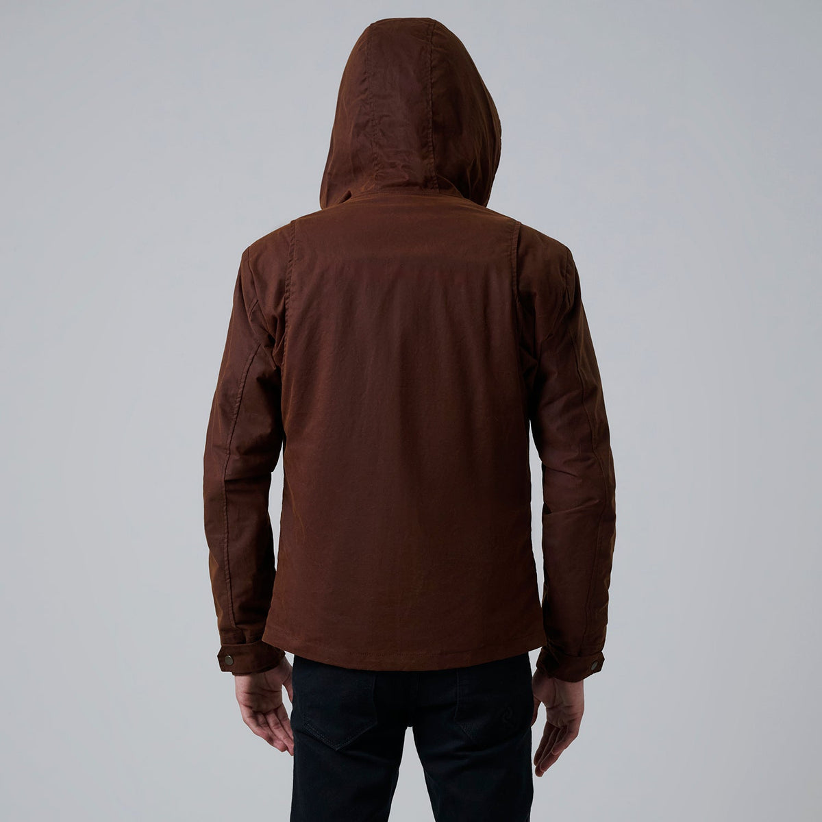 Marlo Brown Canvas Hooded Work Jacket - men's jacket in brown canvas fabric, view 4