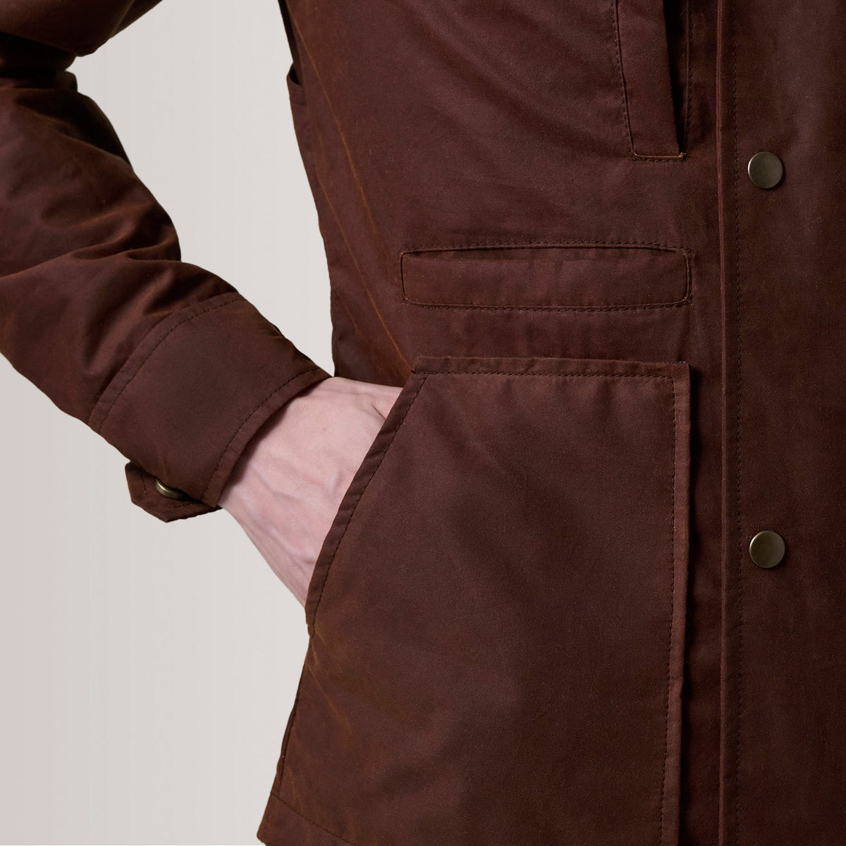 Marlo Brown Canvas Hooded Work Jacket - men's jacket in brown canvas fabric, view 6