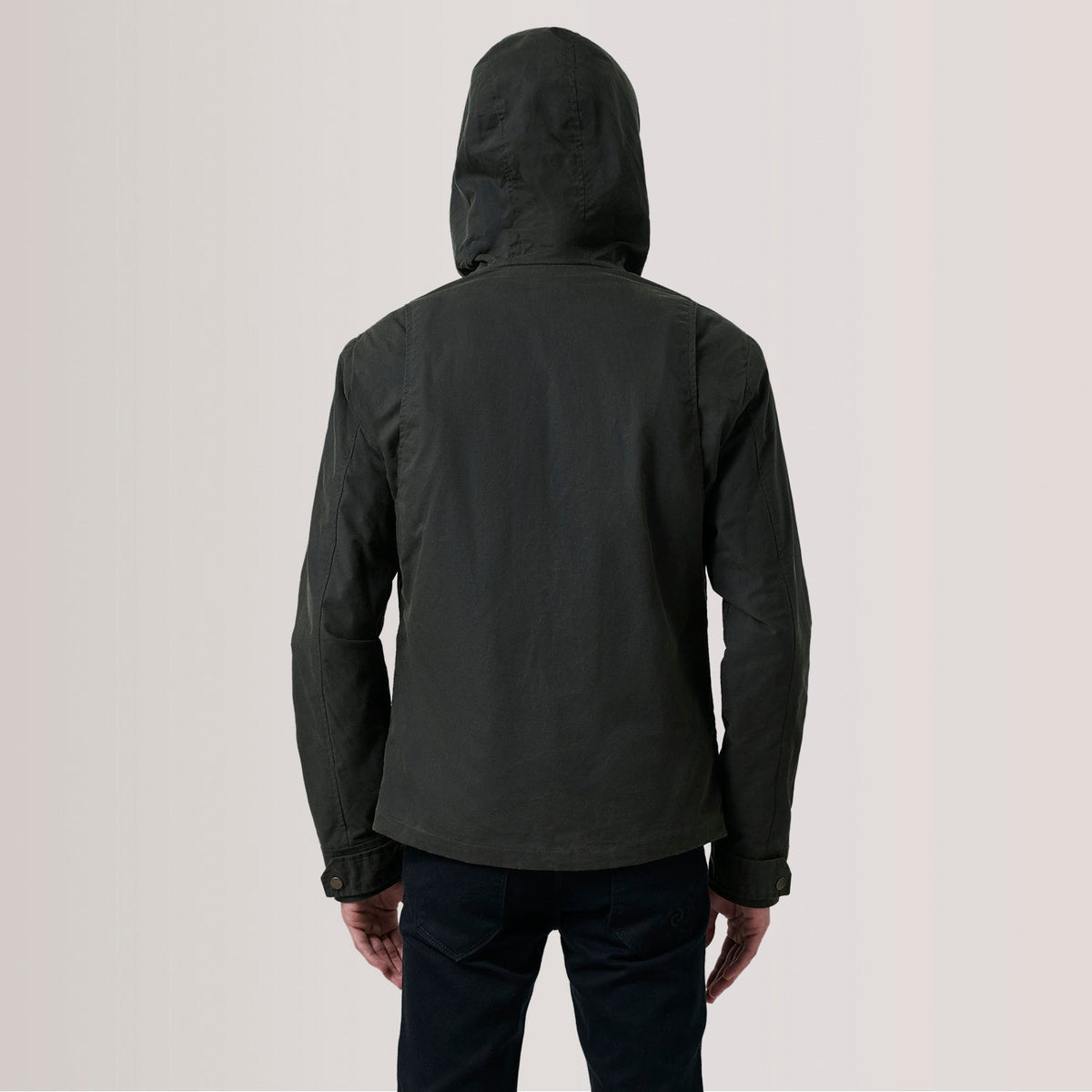 Marlo Olive Canvas Hooded Work Jacket - men's jacket in olive canvas fabric, view 4