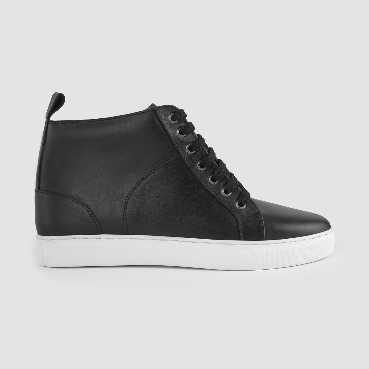 Marty High Top Black Leather Sneakers - men's sneakers in black cowhide leather, view 2