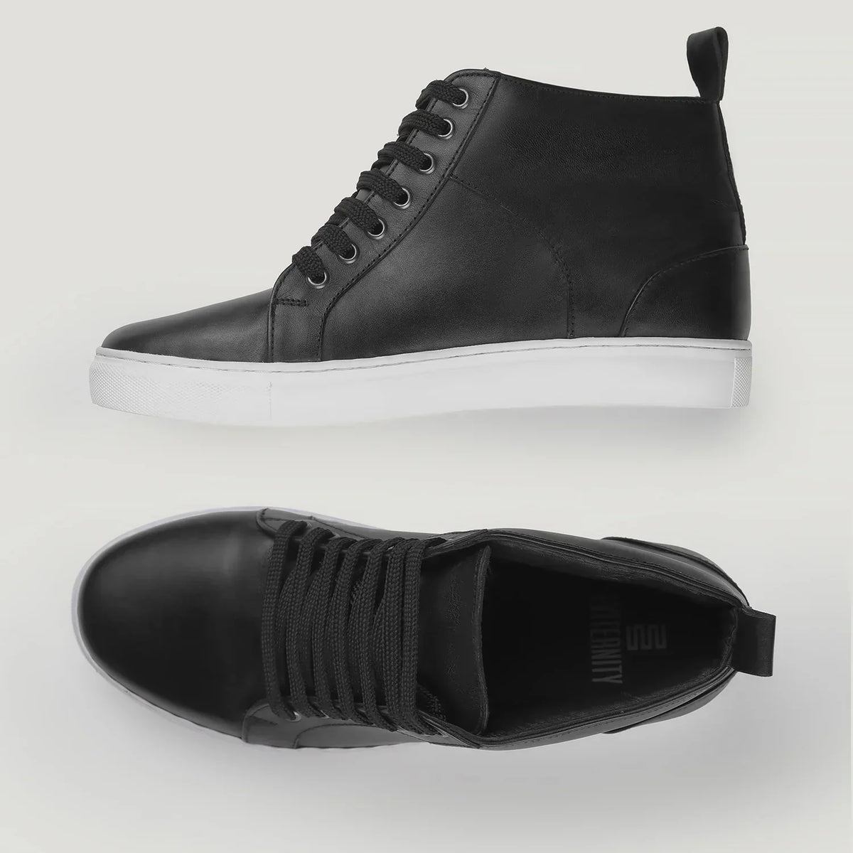Marty High Top Black Leather Sneakers - men's sneakers in black cowhide leather, view 3