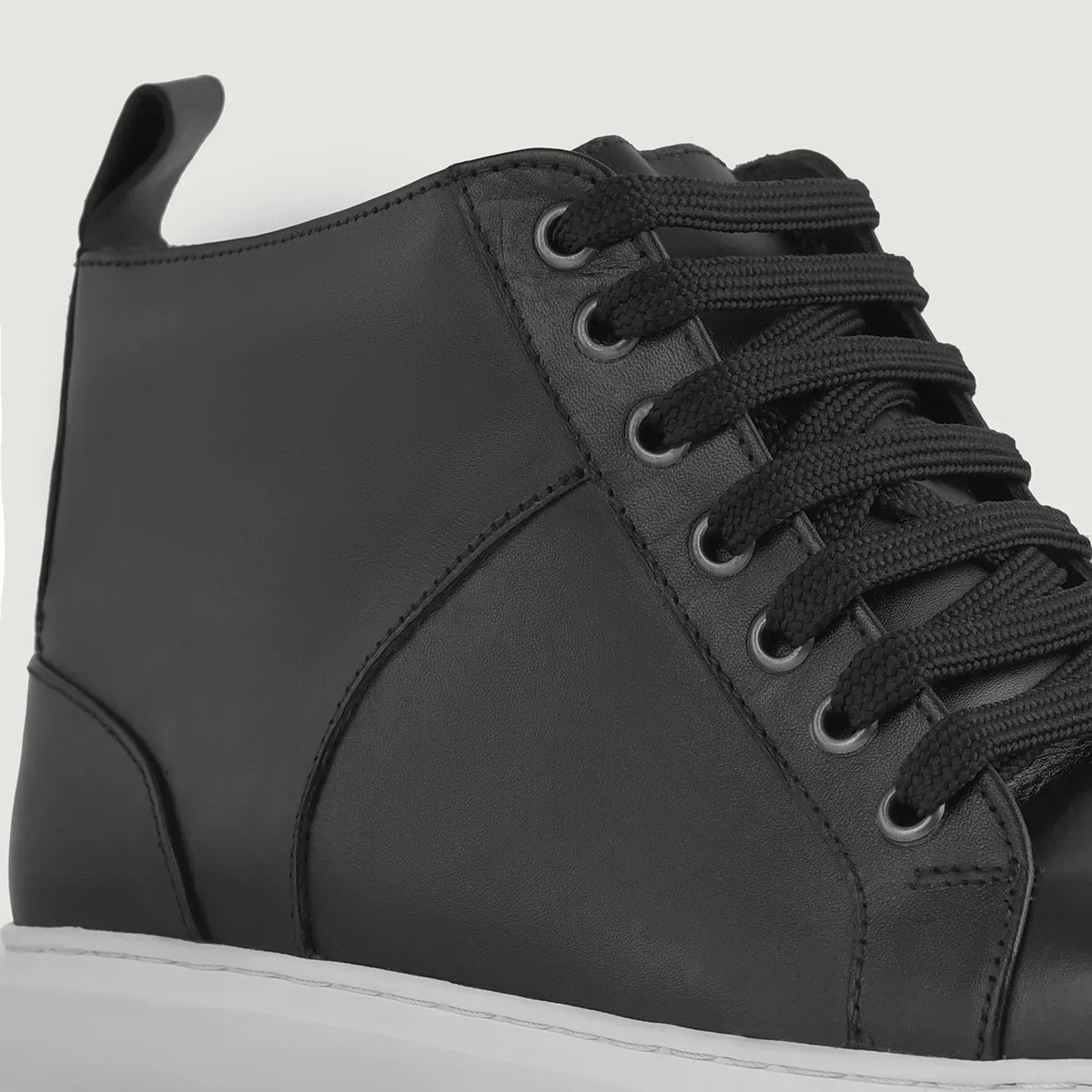 Marty High Top Black Leather Sneakers - men's sneakers in black cowhide leather, view 4