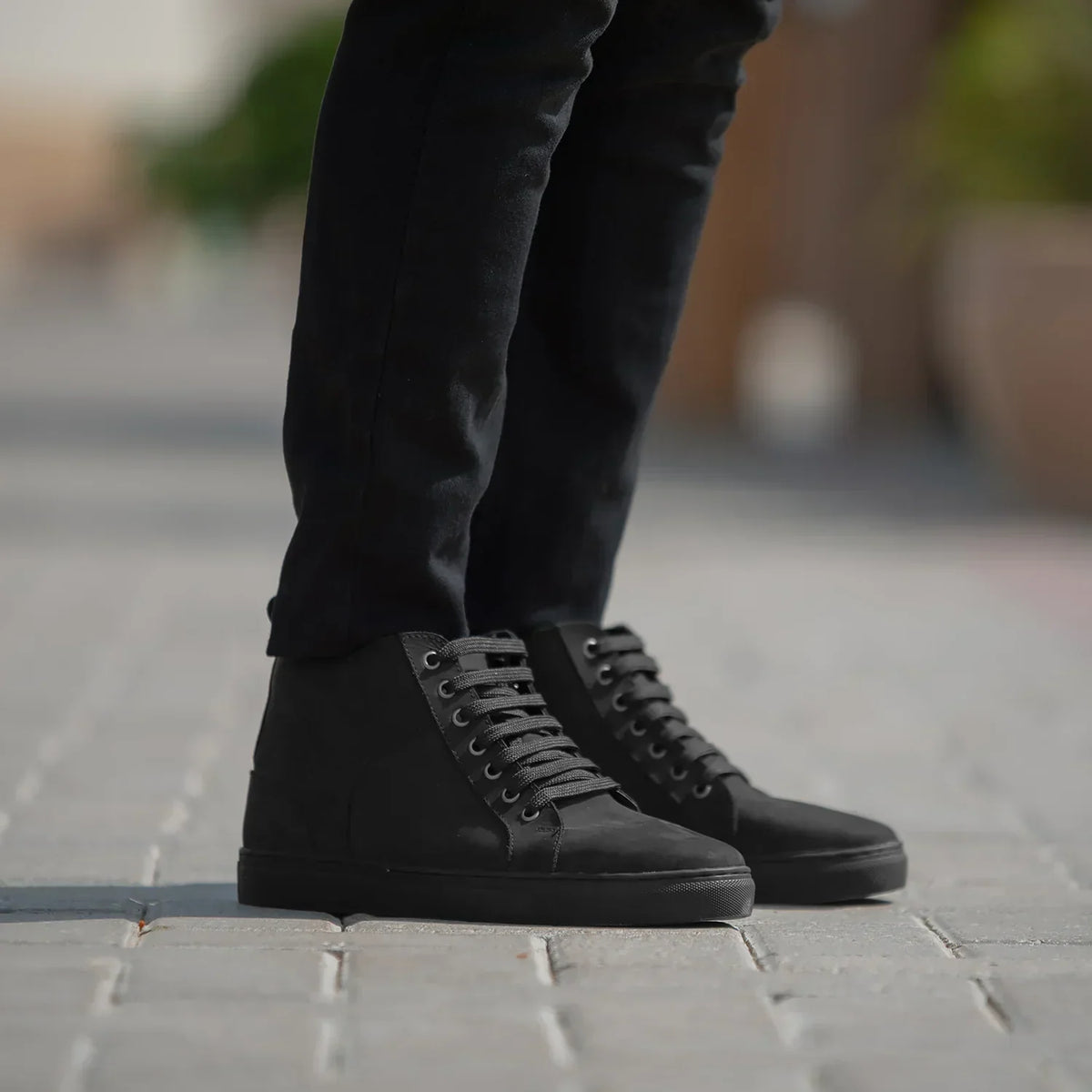 Marty High Top Black Nubuck Sneakers - men's sneakers in black nubuck leather, view 1