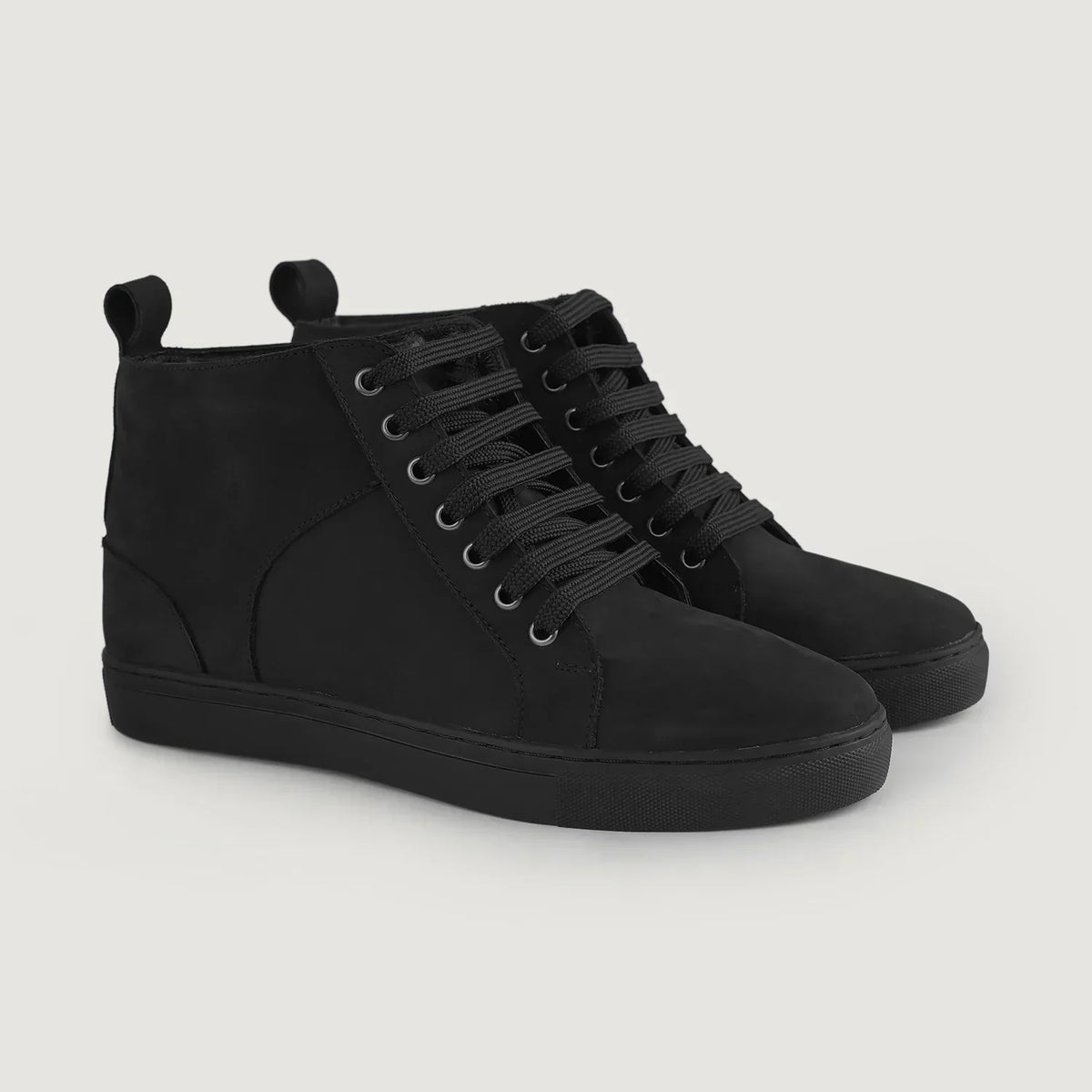Marty High Top Black Nubuck Sneakers - men's sneakers in black nubuck leather, view 6