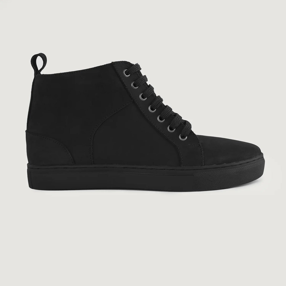Marty High Top Black Nubuck Sneakers - men's sneakers in black nubuck leather, view 7