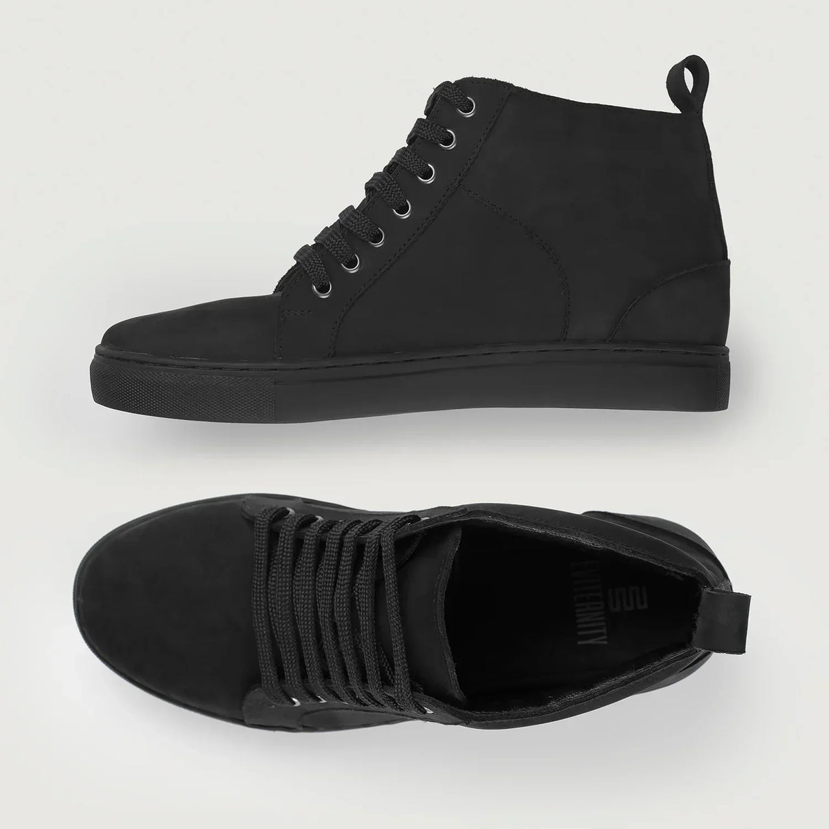 Marty High Top Black Nubuck Sneakers - men's sneakers in black nubuck leather, view 8