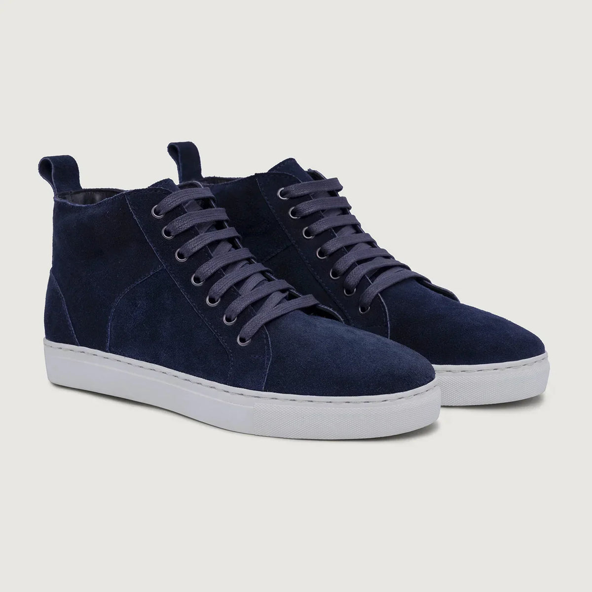Marty High Top Blue Suede Leather Sneakers - men's sneakers in blue suede leather, view 1