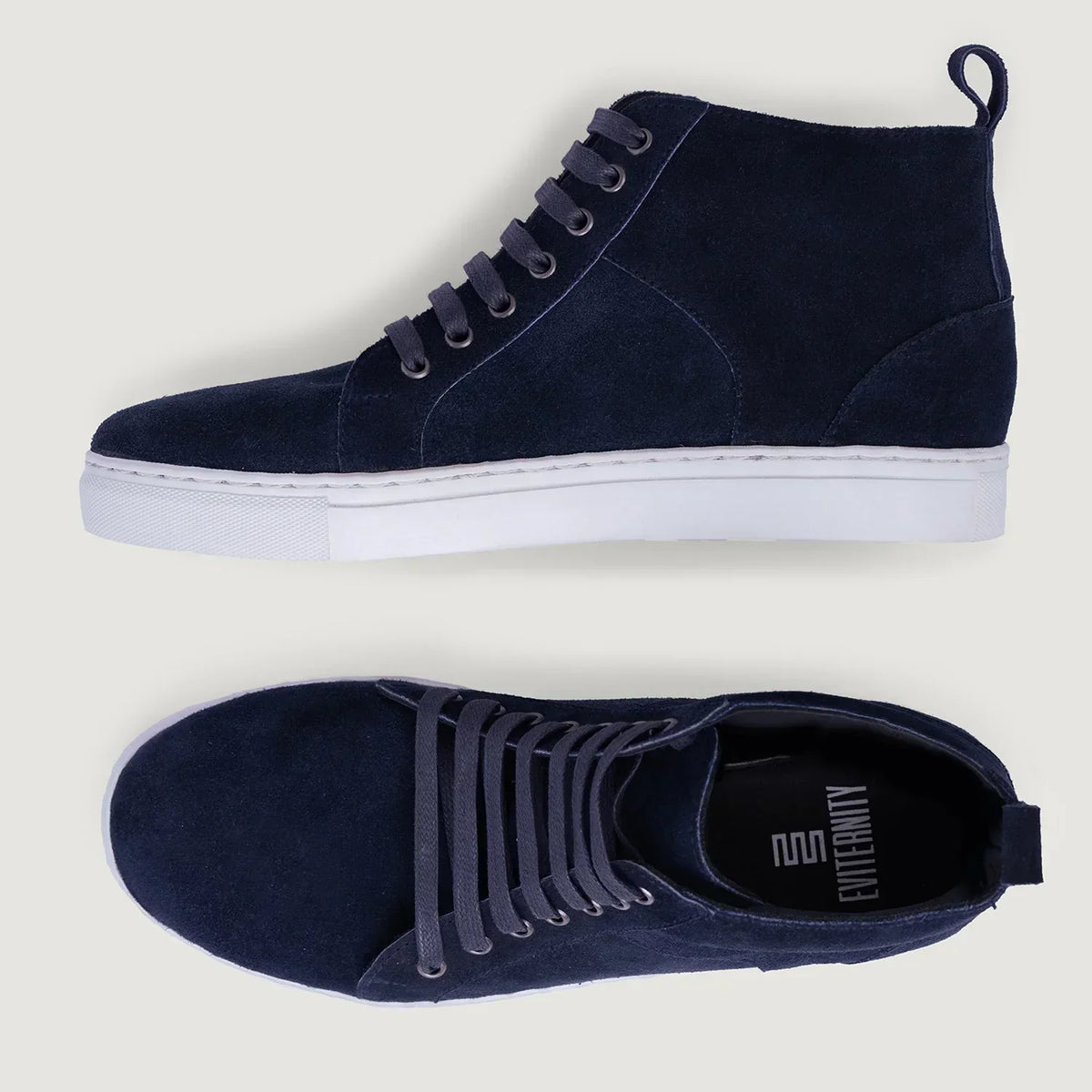 Marty High Top Blue Suede Leather Sneakers - men's sneakers in blue suede leather, view 4