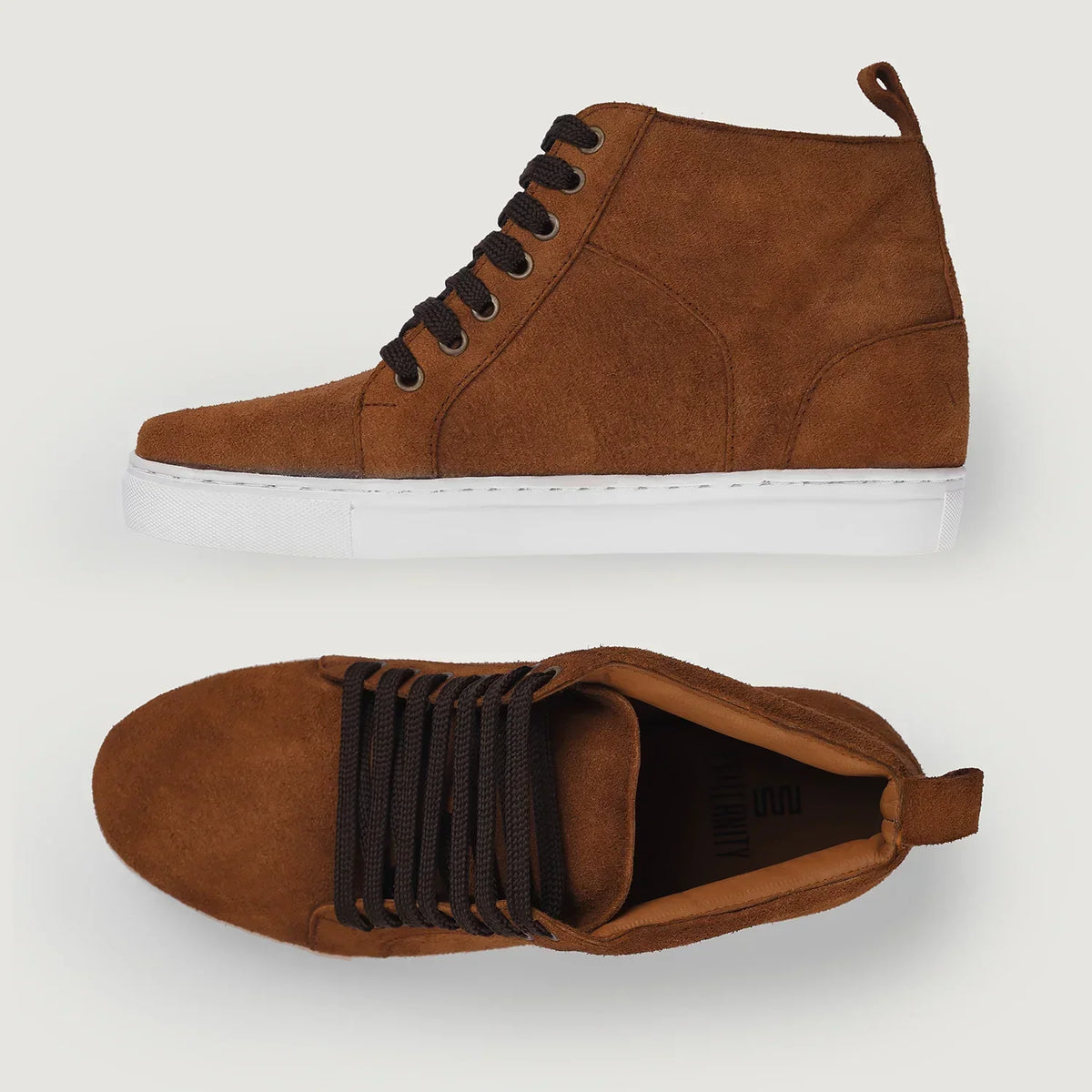 Marty High Top Brown Suede Sneakers - men's sneakers in brown suede leather, view 8