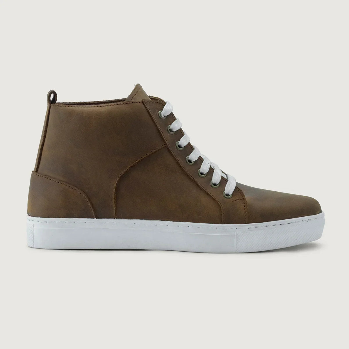 Marty High Top Burnt Copper Pullup Leather Sneakers - men's sneakers in burnt copper pull-up leather, view 2
