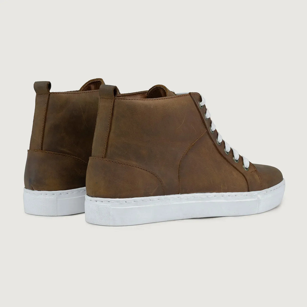 Marty High Top Burnt Copper Pullup Leather Sneakers - men's sneakers in burnt copper pull-up leather, view 3