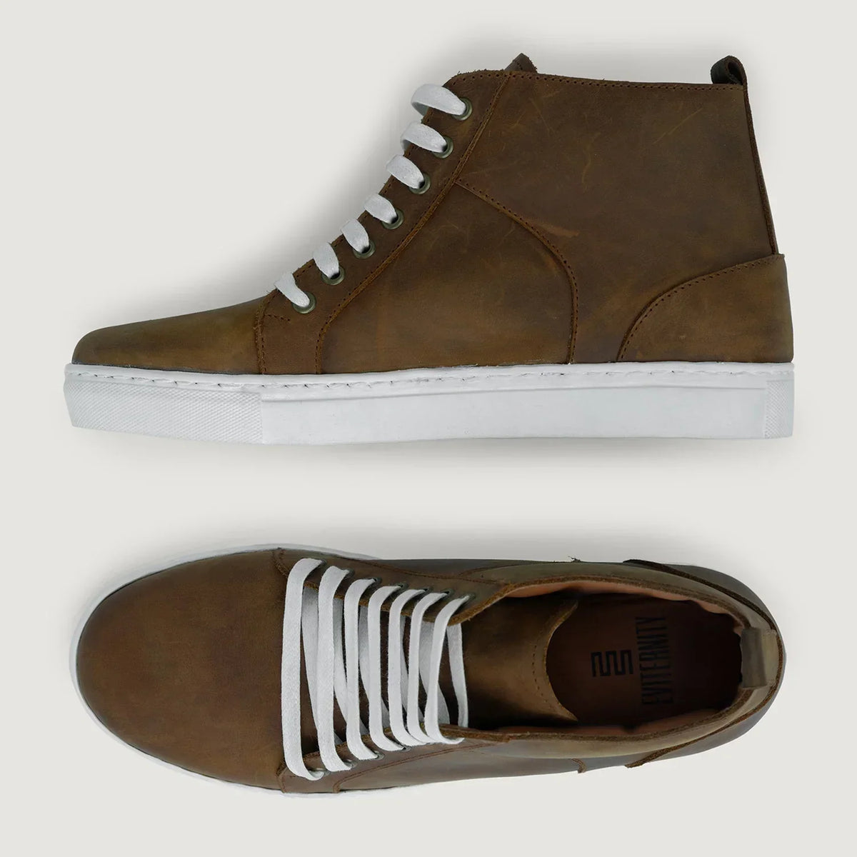 Marty High Top Burnt Copper Pullup Leather Sneakers - men's sneakers in burnt copper pull-up leather, view 4