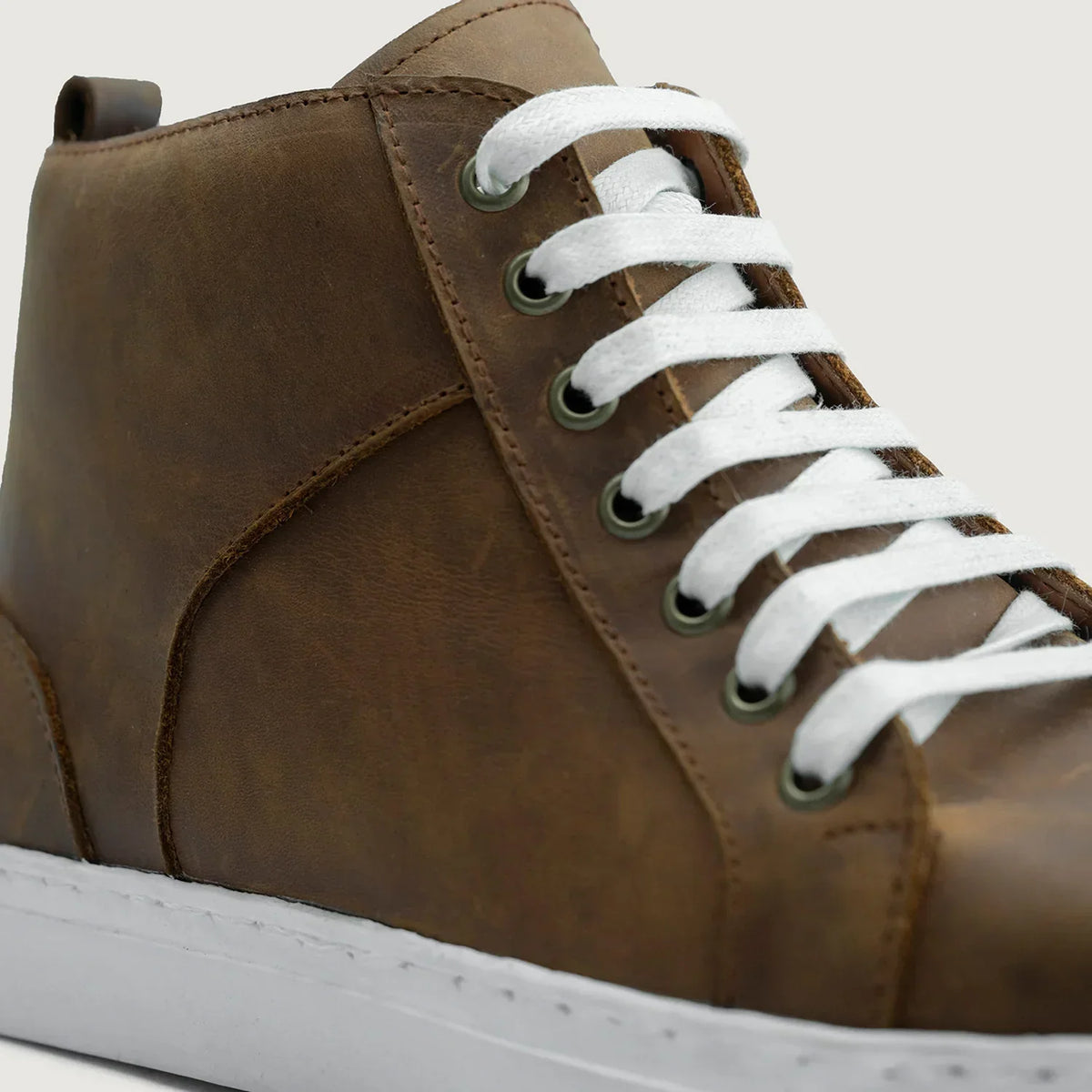 Marty High Top Burnt Copper Pullup Leather Sneakers - men's sneakers in burnt copper pull-up leather, view 5