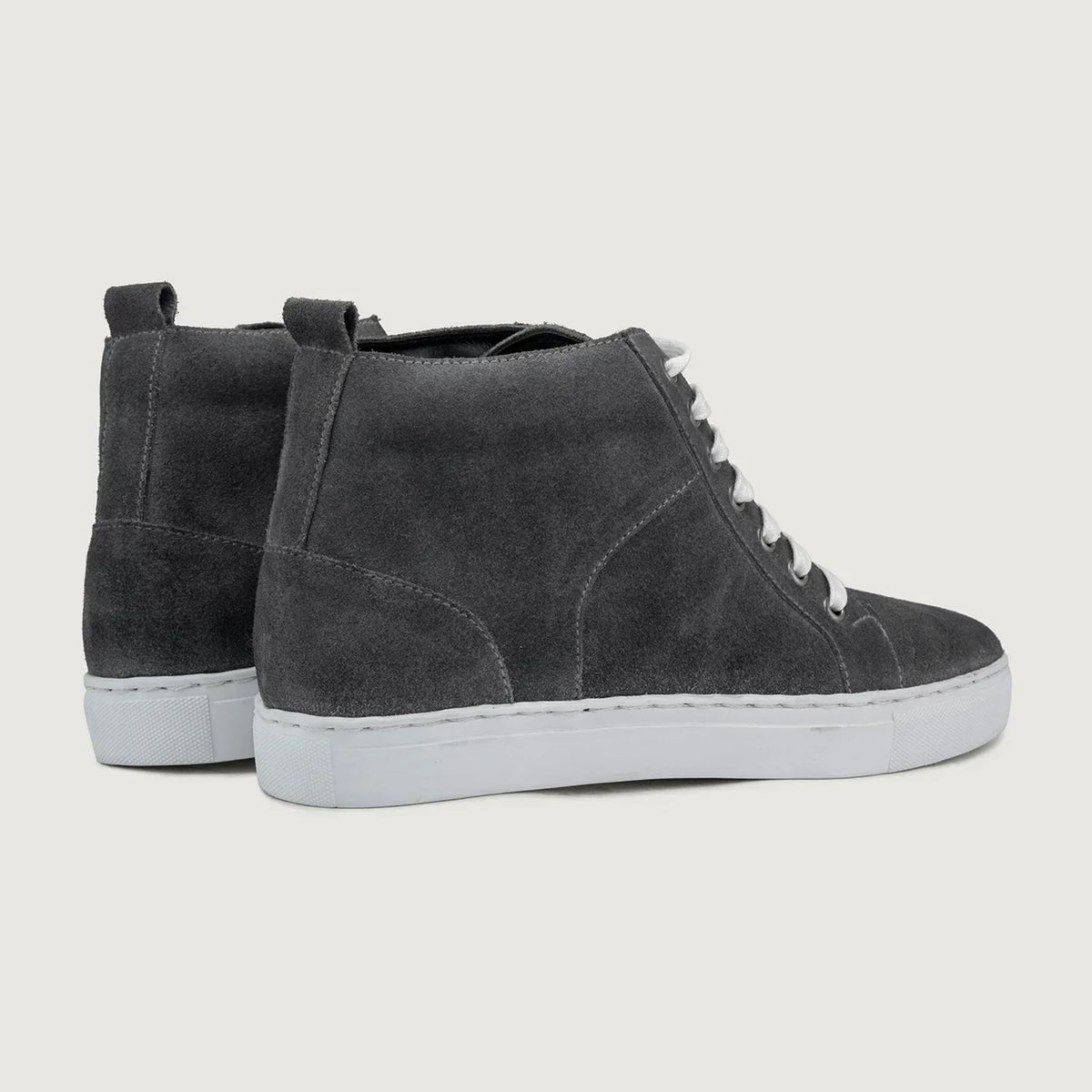 Marty High Top Grey Suede Leather Sneakers - men's sneakers in grey suede leather, view 3