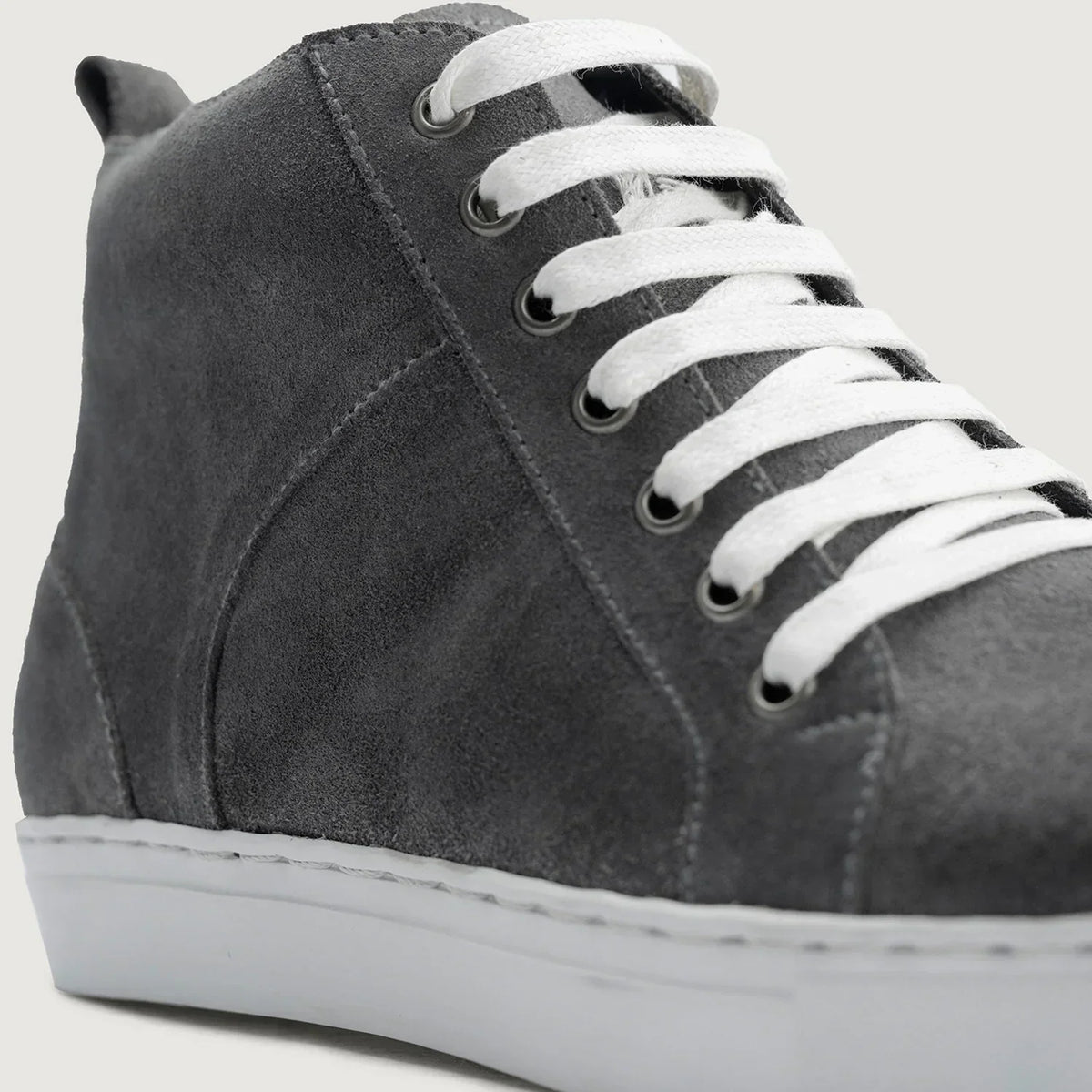 Marty High Top Grey Suede Leather Sneakers - men's sneakers in grey suede leather, view 5