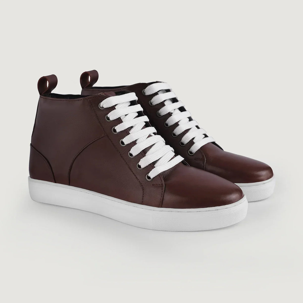 Marty High Top Maroon Leather Sneakers - men's sneakers in maroon cowhide leather, view 6