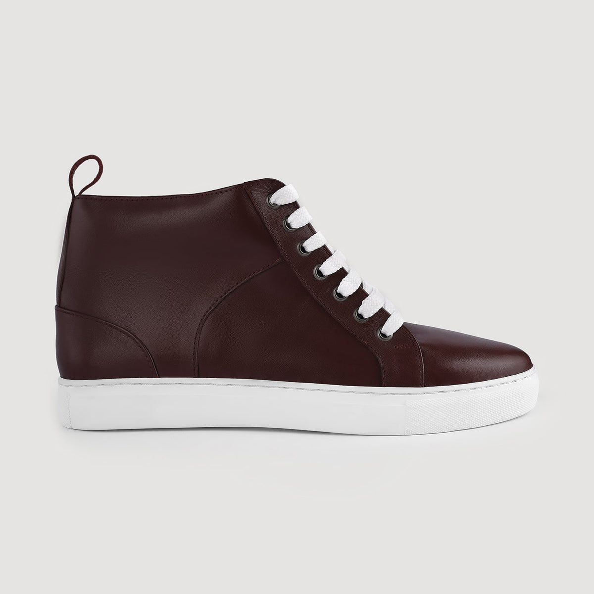 Marty High Top Maroon Leather Sneakers - men's sneakers in maroon cowhide leather, view 7