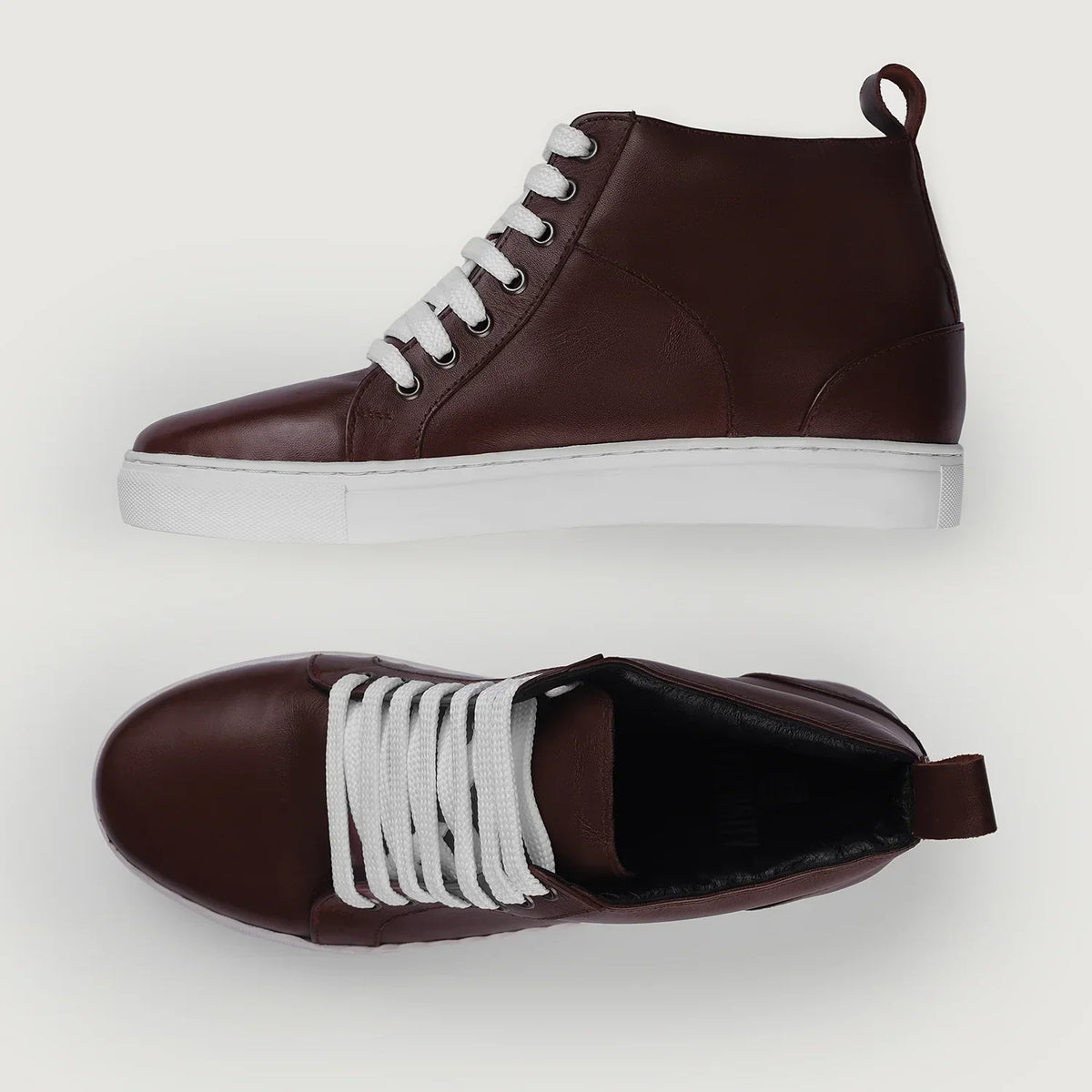 Marty High Top Maroon Leather Sneakers - men's sneakers in maroon cowhide leather, view 8