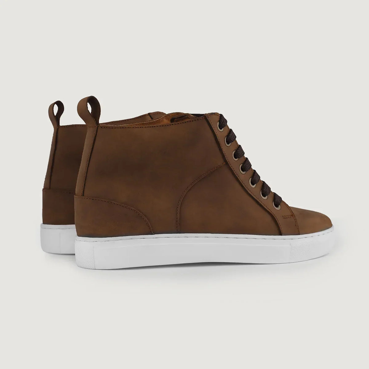 Marty High Top Pull-up Brown Leather Sneakers - men's sneakers in brown pull-up leather, view 10