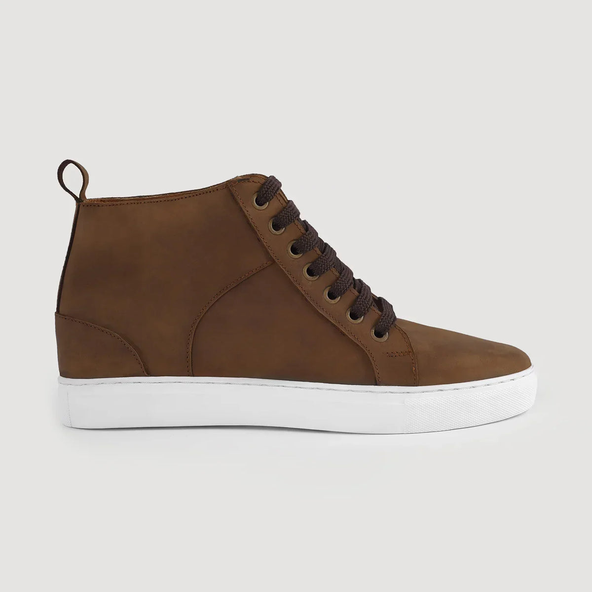 Marty High Top Pull-up Brown Leather Sneakers - men's sneakers in brown pull-up leather, view 6