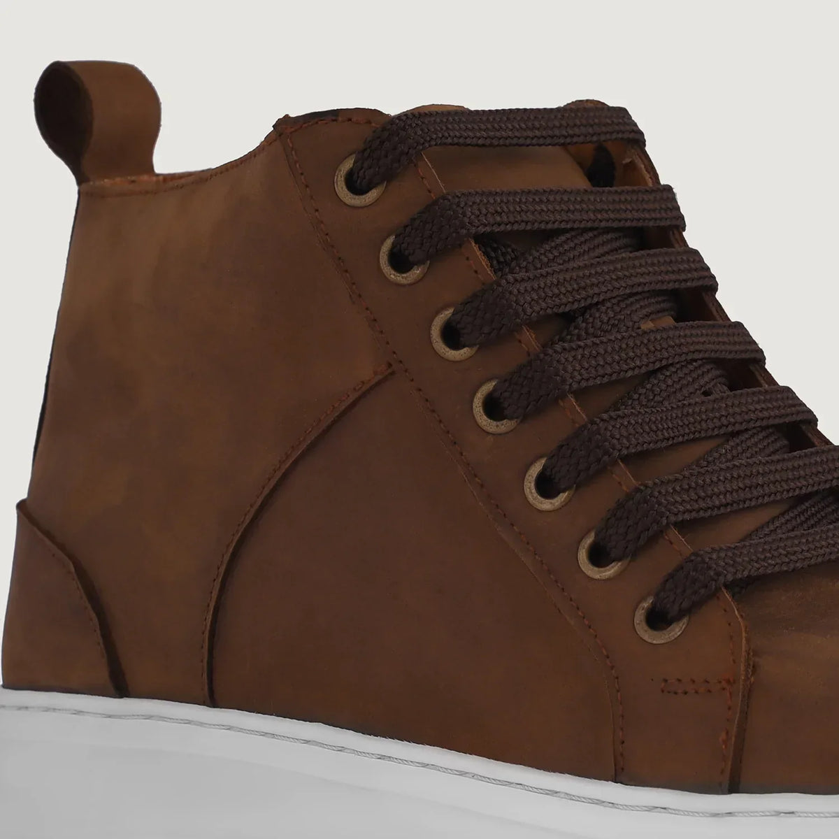 Marty High Top Pull-up Brown Leather Sneakers - men's sneakers in brown pull-up leather, view 8