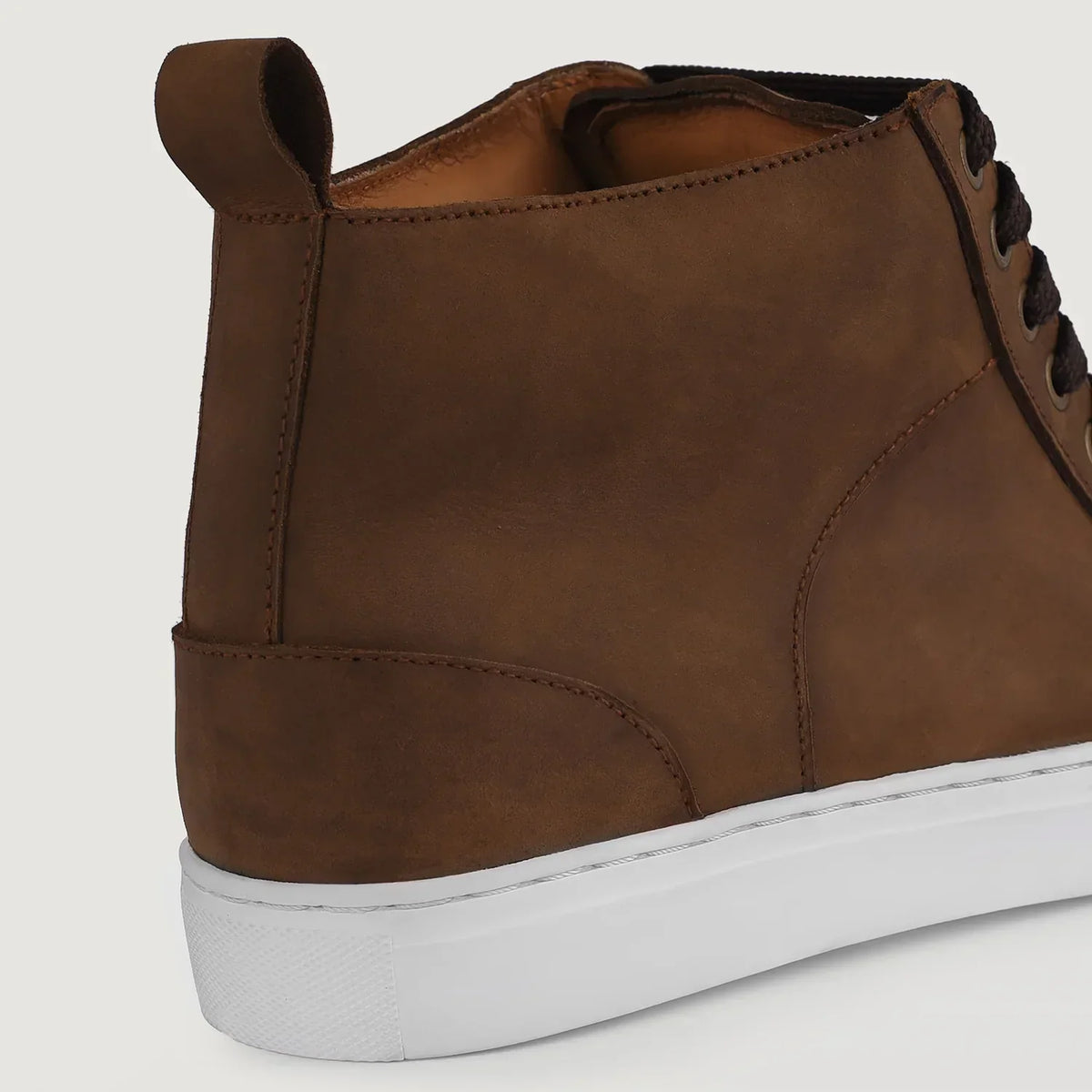 Marty High Top Pull-up Brown Leather Sneakers - men's sneakers in brown pull-up leather, view 9