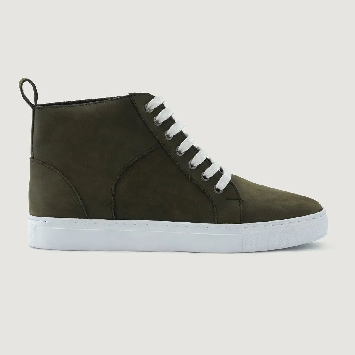 Marty High Top Olive Pullup Leather Sneakers - men's sneakers in olive green pull-up leather, view 2