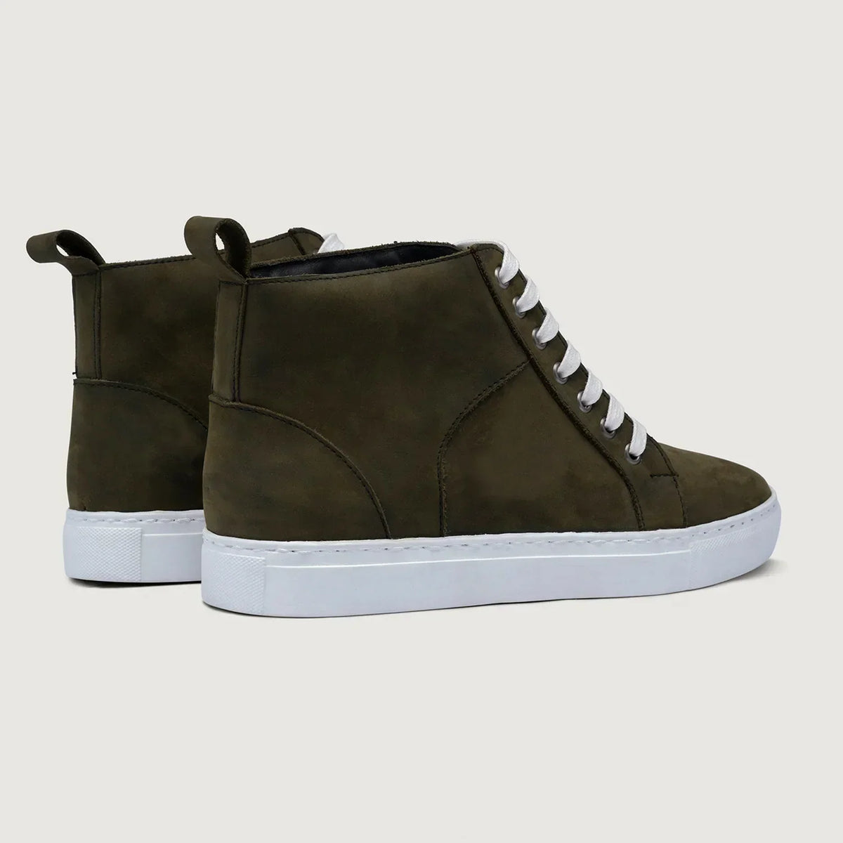 Marty High Top Olive Pullup Leather Sneakers - men's sneakers in olive green pull-up leather, view 3