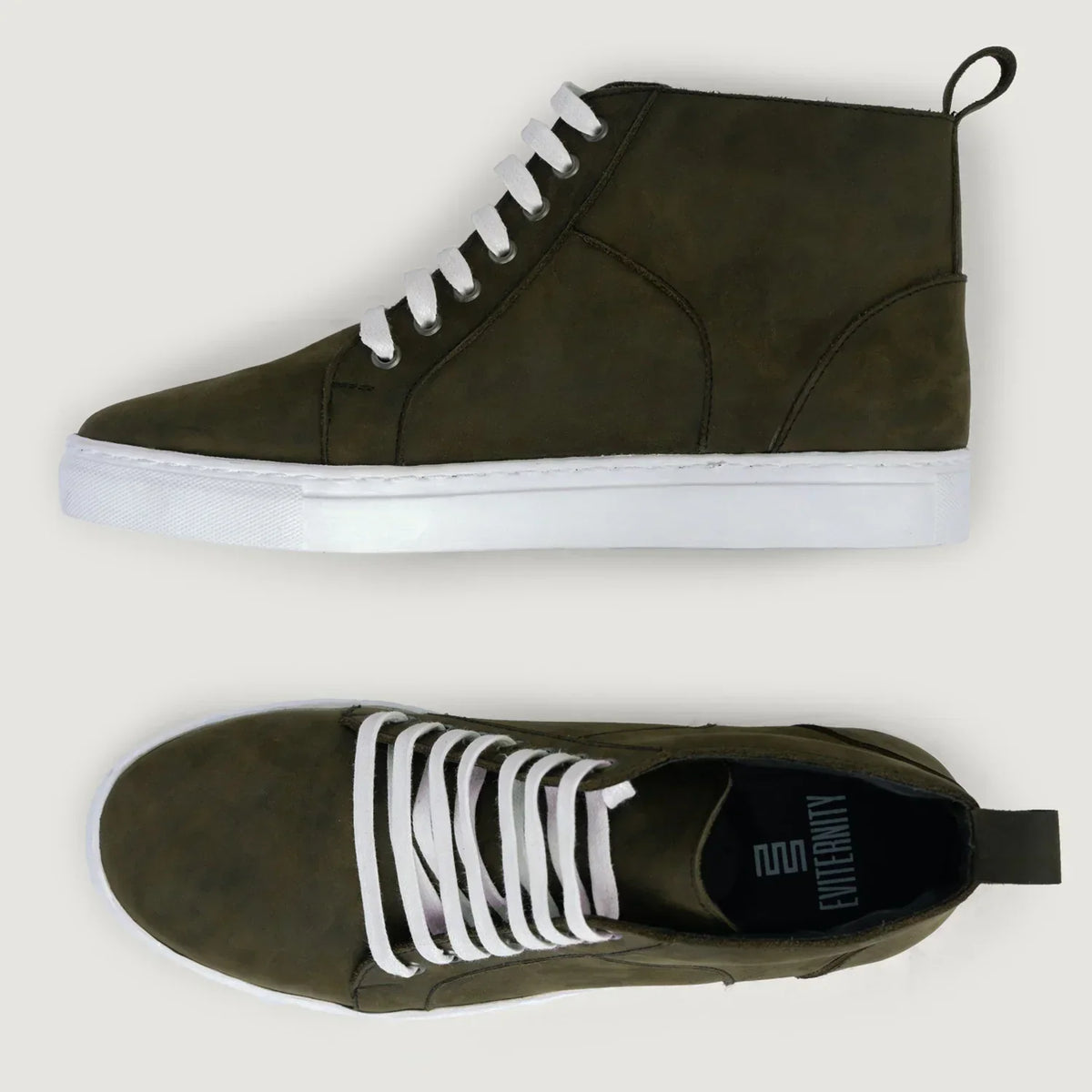 Marty High Top Olive Pullup Leather Sneakers - men's sneakers in olive green pull-up leather, view 4