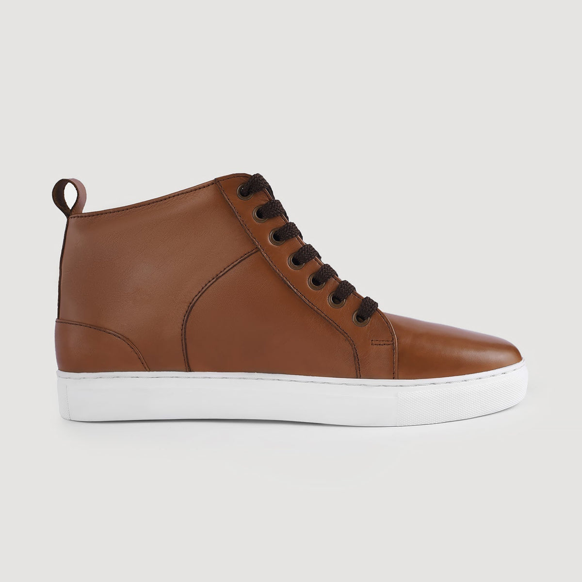 Marty High Top Tan Leather Sneakers - men's sneakers in tan cowhide leather, view 2