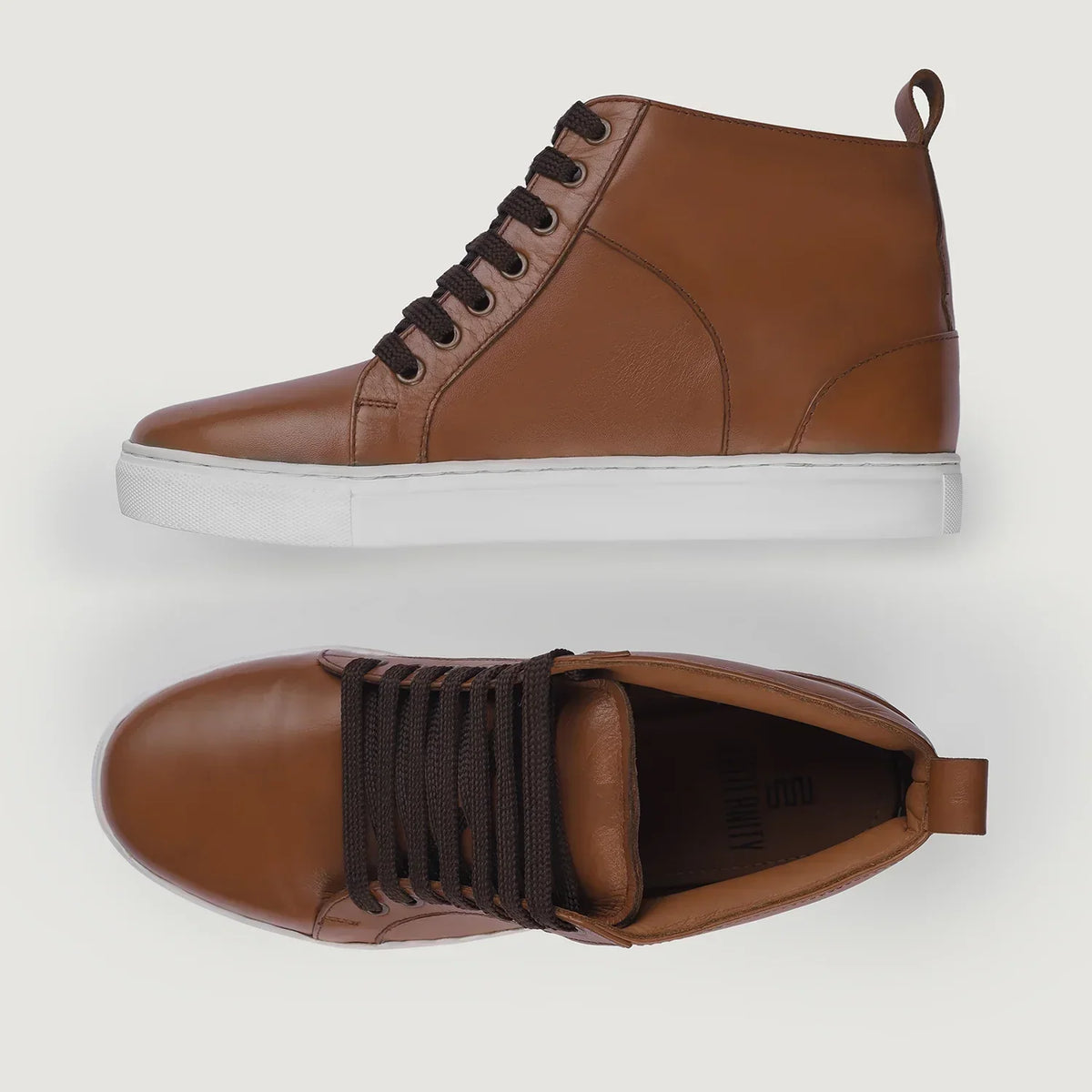 Marty High Top Tan Leather Sneakers - men's sneakers in tan cowhide leather, view 3