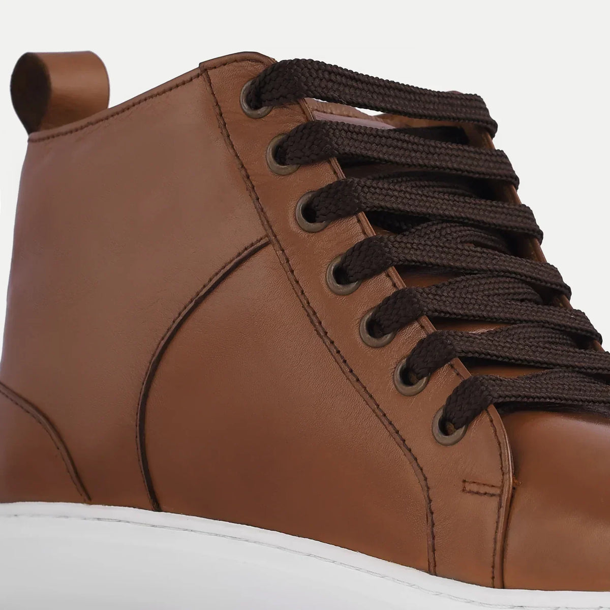 Marty High Top Tan Leather Sneakers - men's sneakers in tan cowhide leather, view 4