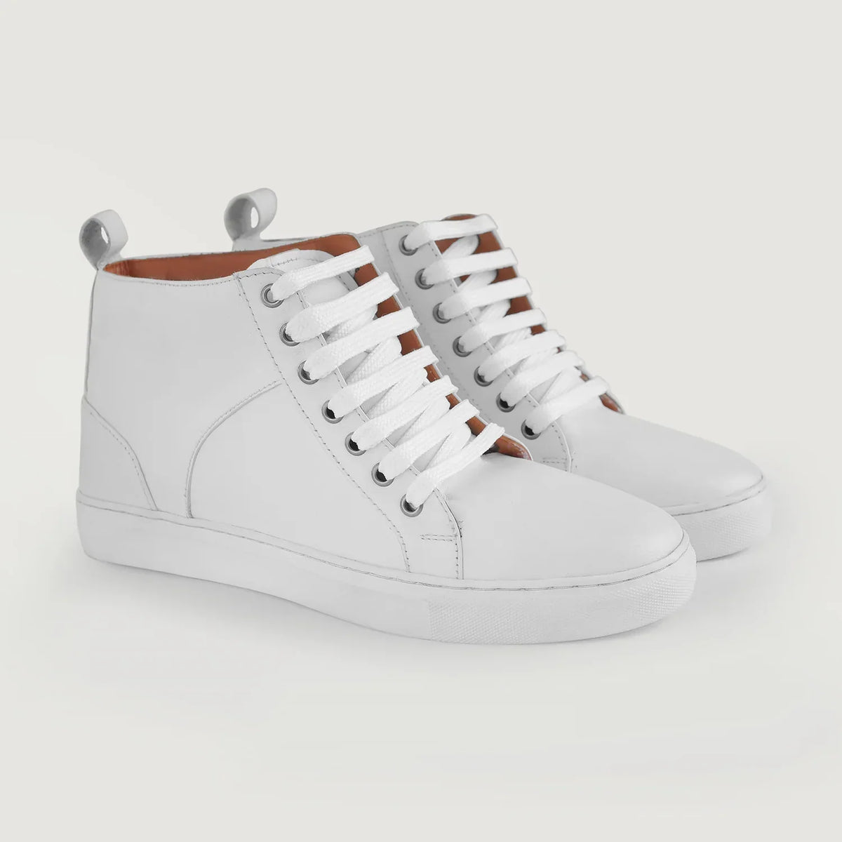 Marty High Top White Leather Sneakers - men's sneakers in white cowhide leather, view 1