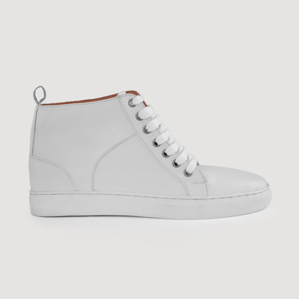 Marty High Top White Leather Sneakers - men's sneakers in white cowhide leather, view 2