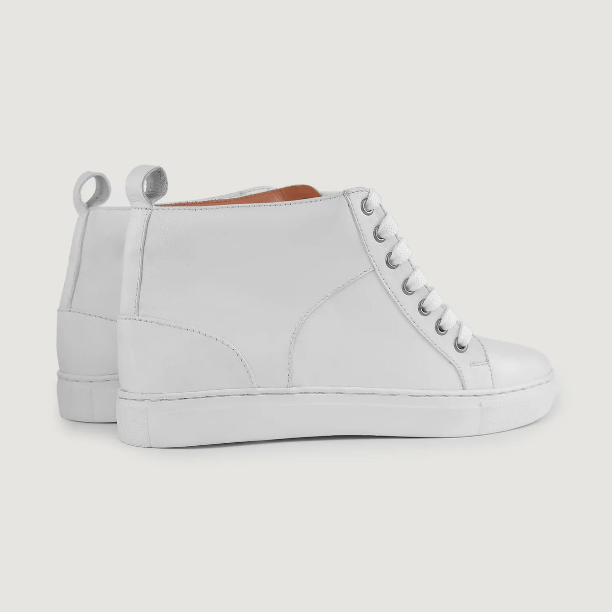 Marty High Top White Leather Sneakers - men's sneakers in white cowhide leather, view 3