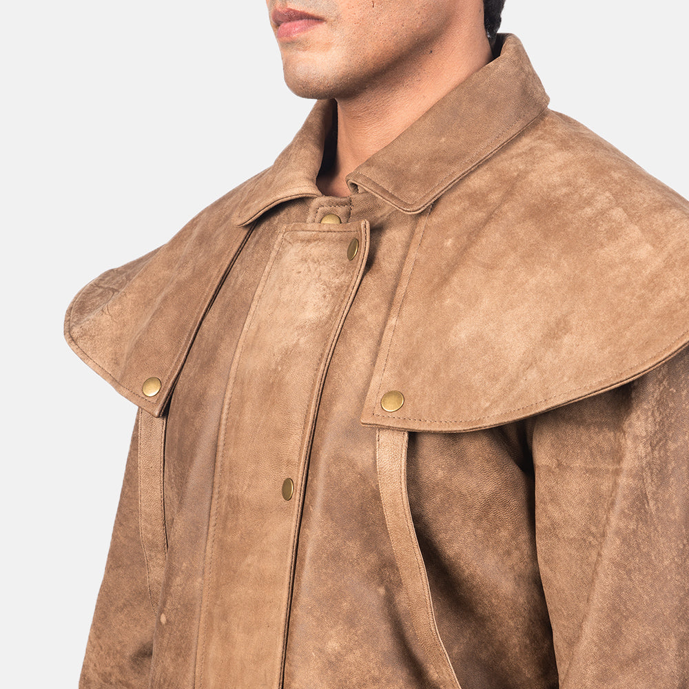 Maverick Brown Leather Duster - men's duster in brown sheepskin leather, view 5