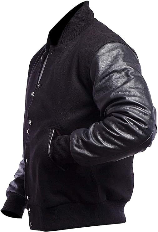 Brex Men's Varsity Wool + Leather Sleeves Jacket - High School College Letterman Baseball Bomber Jacket - men's varsity letterman jacket, view 2
