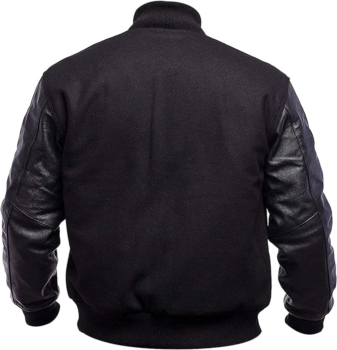 Brex Men's Varsity Wool + Leather Sleeves Jacket - High School College Letterman Baseball Bomber Jacket - men's varsity letterman jacket, view 3