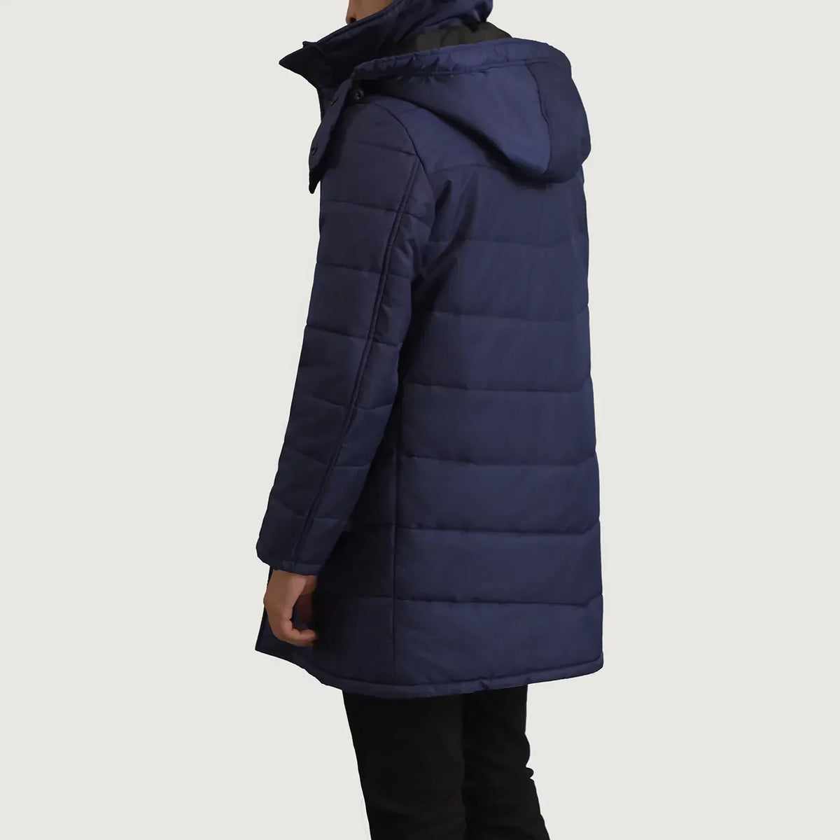 Moore Blue Hooded Parka - men's parka in blue nylon-polyester fabric, view 5