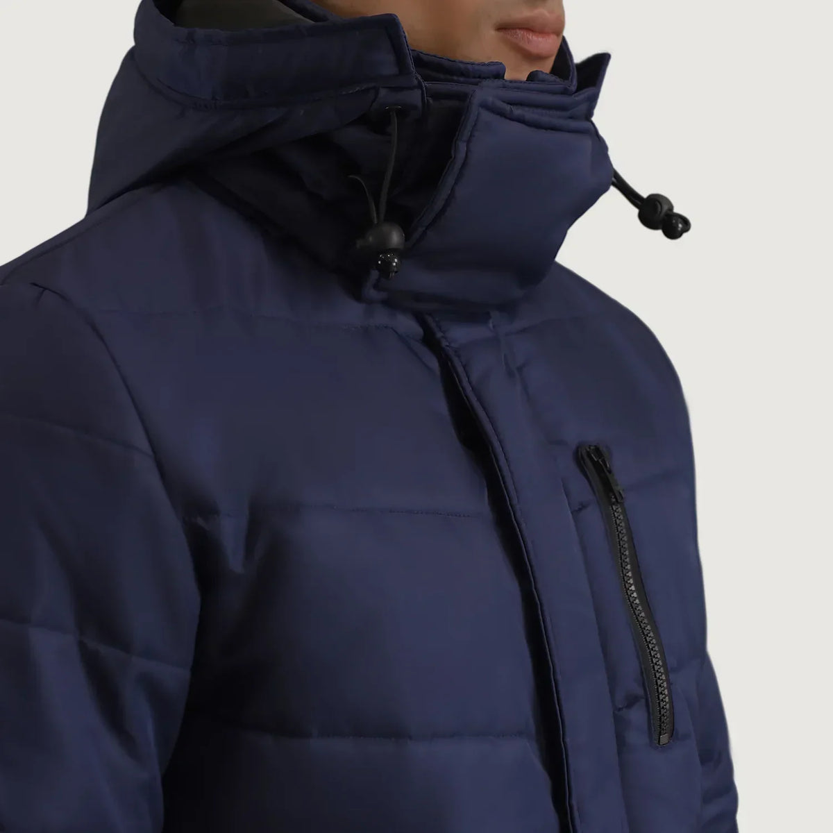 Moore Blue Hooded Parka - men's parka in blue nylon-polyester fabric, view 6