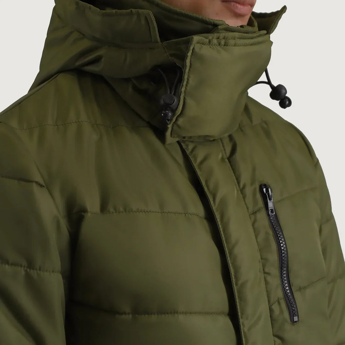 Moore Green Hooded Parka - men's parka in green nylon-polyester fabric, view 6
