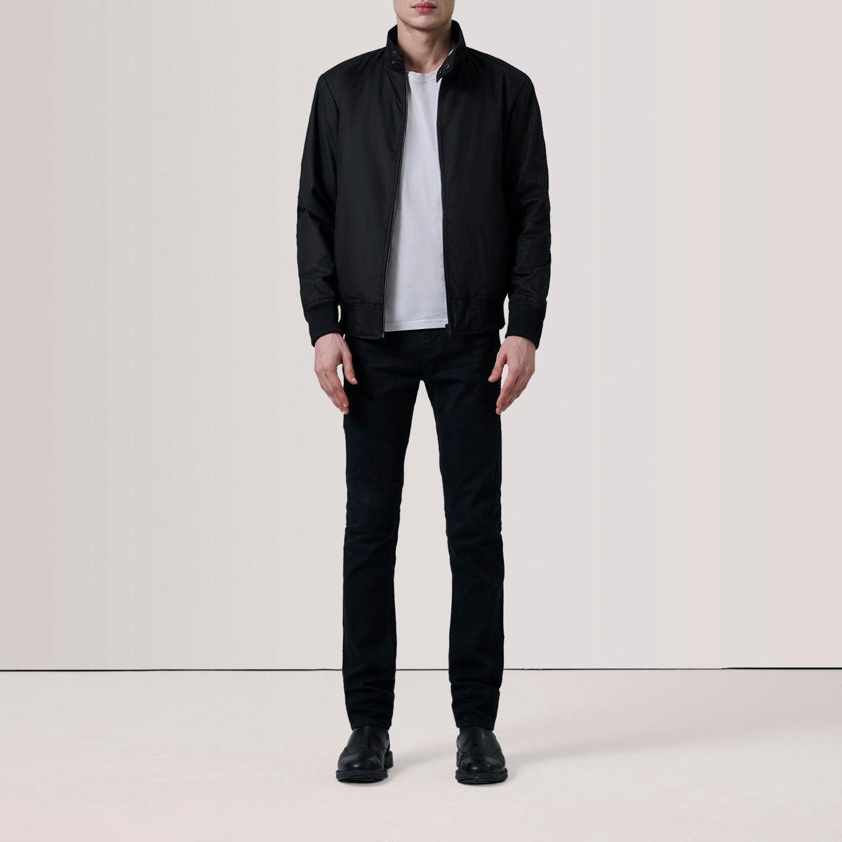 Morrison Black Canvas Bomber Jacket - men's jacket in black canvas fabric, view 2