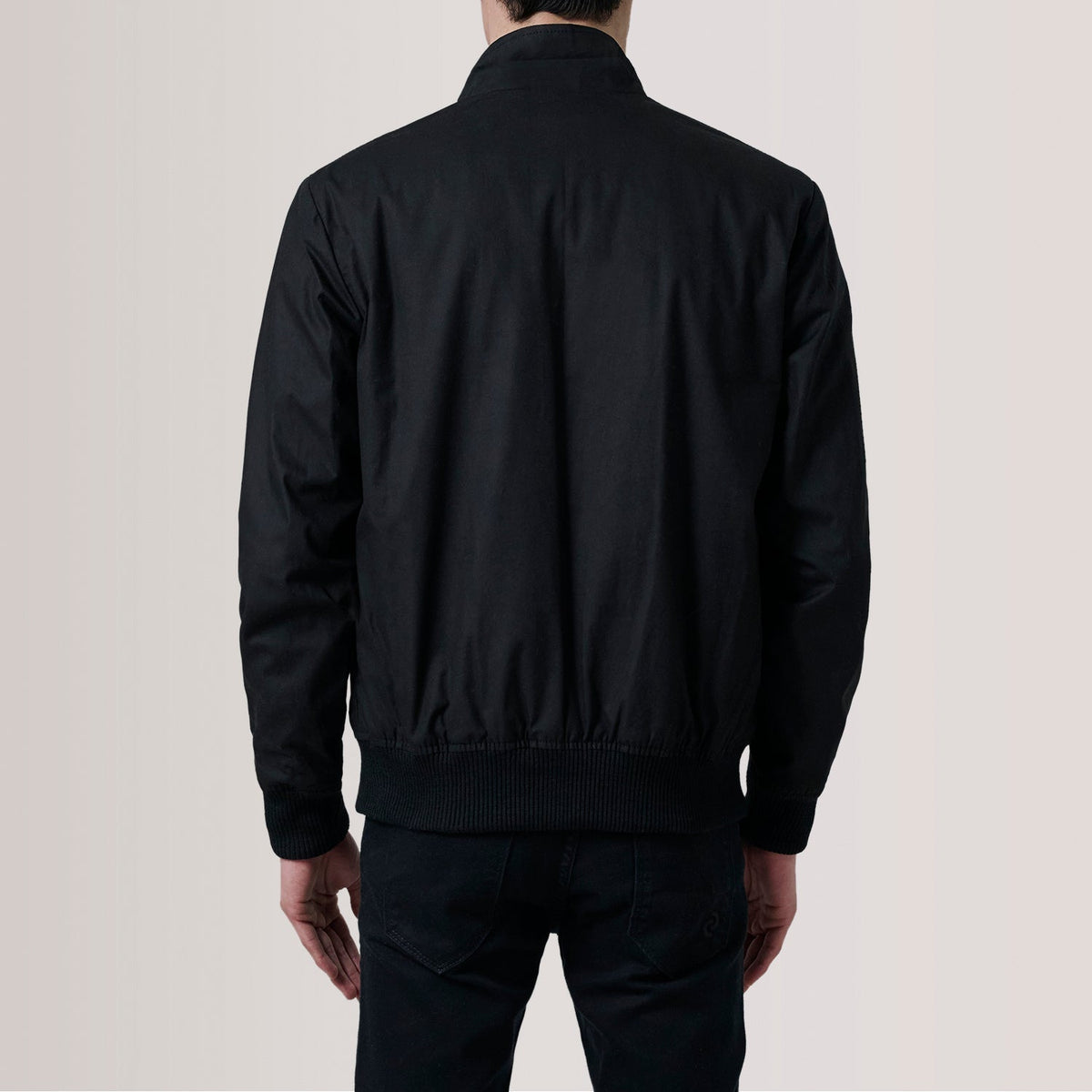 Morrison Black Canvas Bomber Jacket - men's jacket in black canvas fabric, view 4